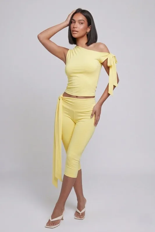 Tie Drop Shoulder Top and 34 Legging Co-ord - Slinky - Two Piece Set