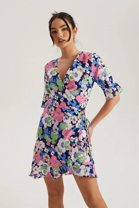 Lex Floral Mini Wrap Dress - Urban Bliss