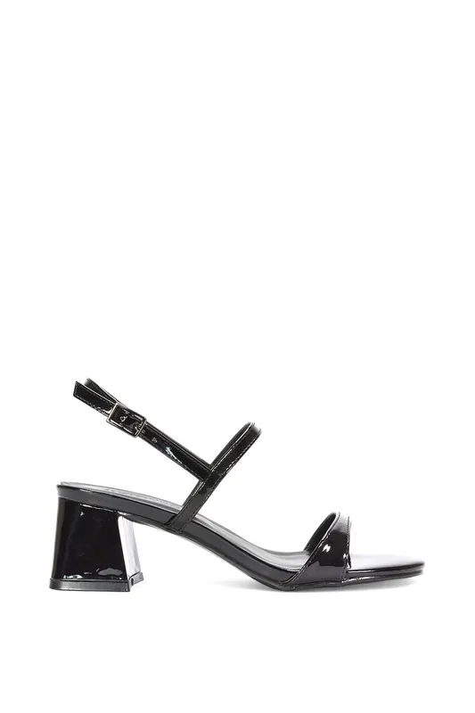 Izzy' Strappy Slingback Mid Block Heels With Square Toe - XY London