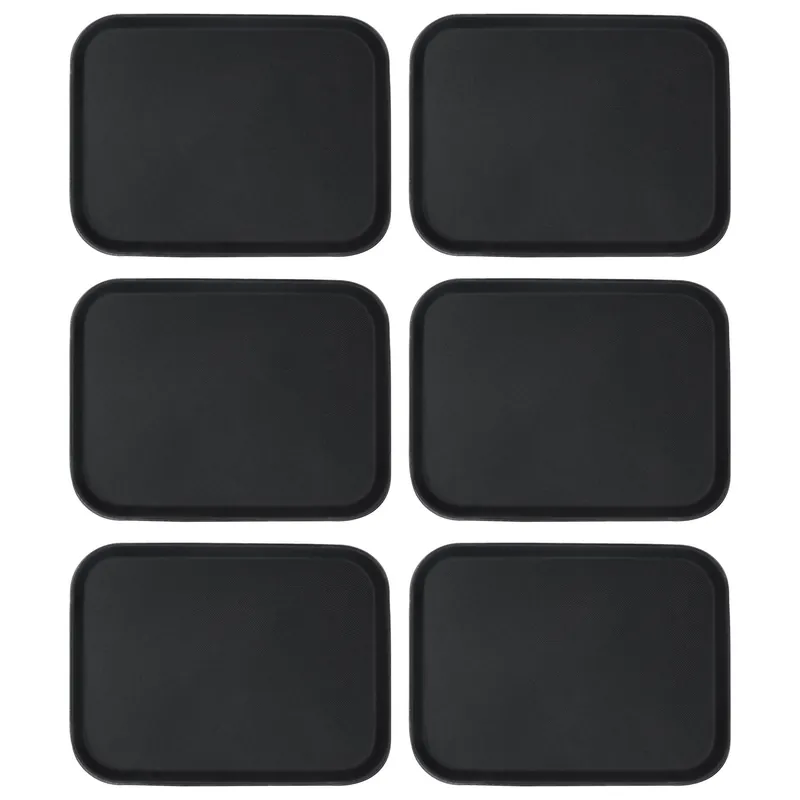 Rectangle Non-Slip Serving Trays - 51cm x 38cm - Black - Pack of 6