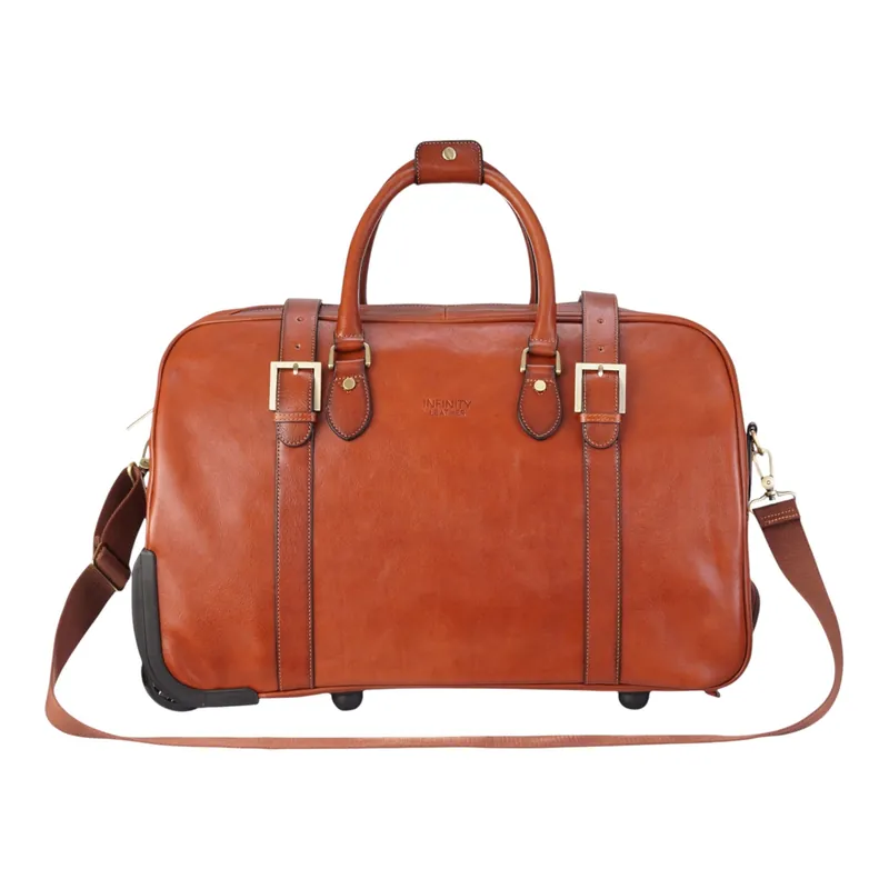 Genuine Leather Wheeled Holdall Duffle Travel Cabin Bag - Holt