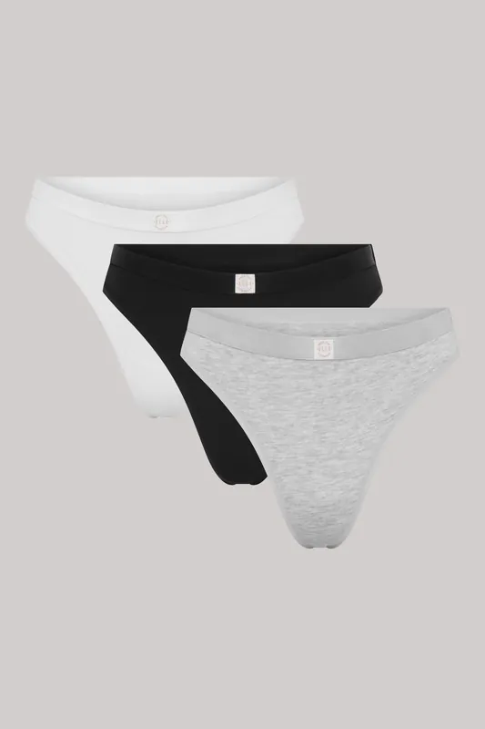 3 Pack Super Soft Cotton Heritage Patch Thong - ELLE