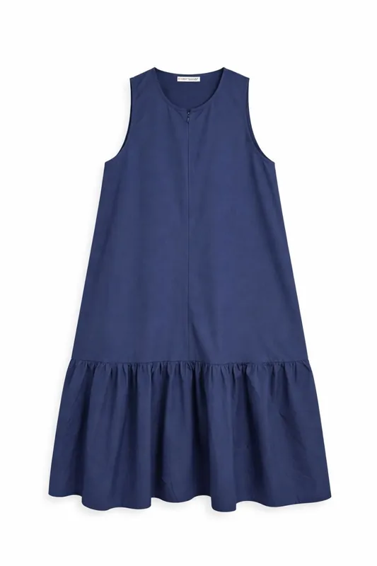 Maxi Dress with Collar and Ruffle Details - MixRay