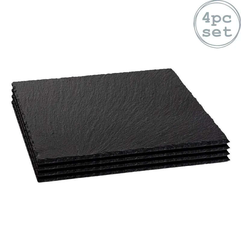 Square Slate Serving Platters 33cm Pack of 4 - Argon Tableware