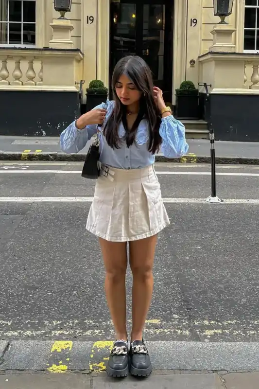 High Waist Double Belt Mini Skort - Hiccup