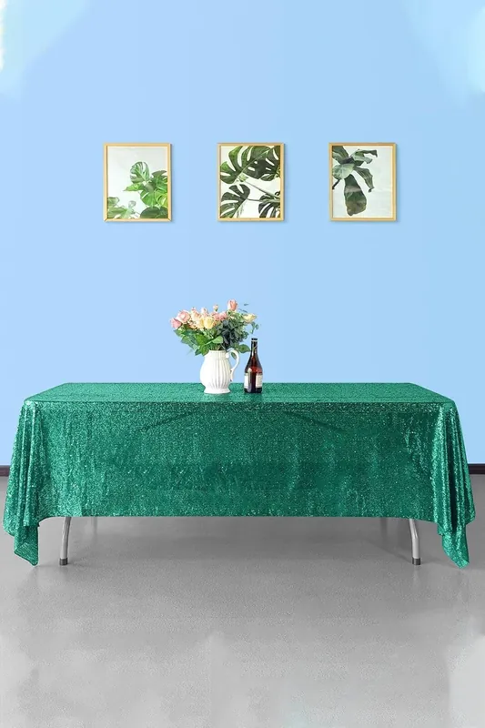 Neel Blue 70x108 Inch Rectangle Sequin Tablecloth
