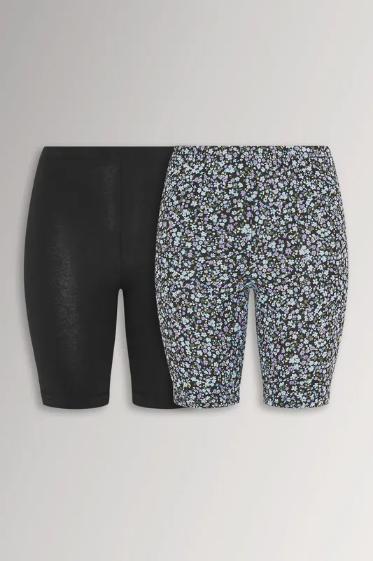 2 Pack Ditsy Cycling Shorts - Yours