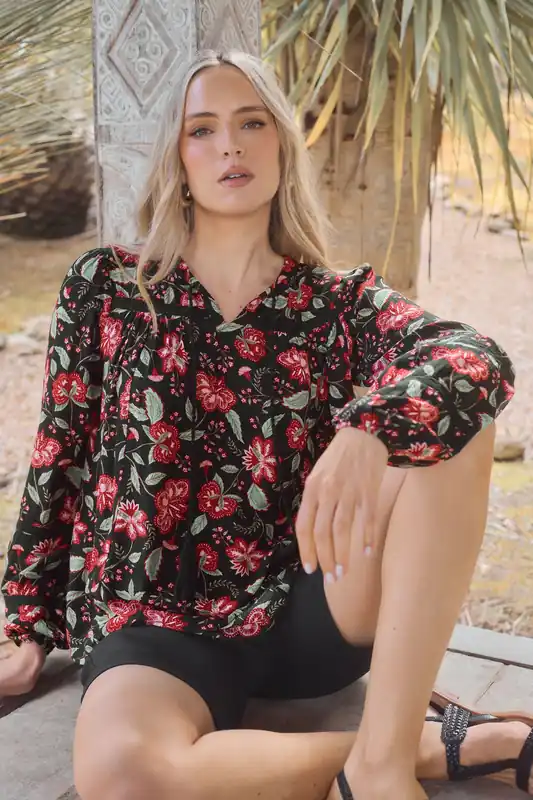 Tall Floral Tassel Tie Blouse - Long Tall Sally