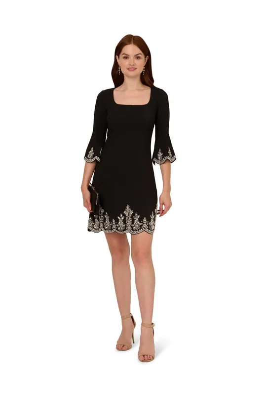 Beaded Crepe Bell Sleeve - Adrianna Papell