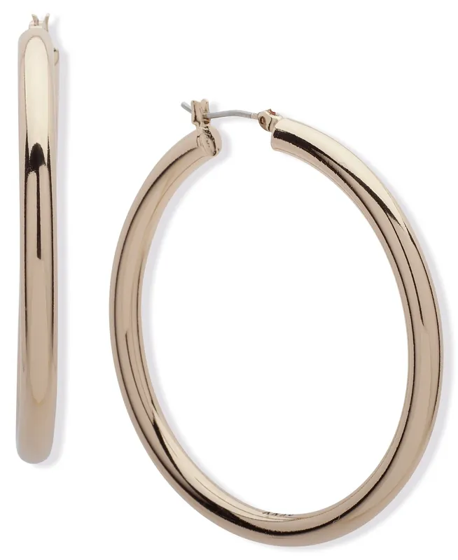 50mm Large Thick Hoop Earrings - Gold