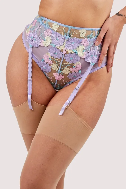 Luna Pastel Embroidery Picot Elastic Suspender - Playful Promises