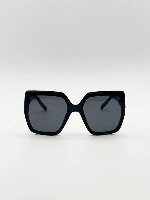 Oversized Cateye Sunglasses with Diamante Detail - SVNX