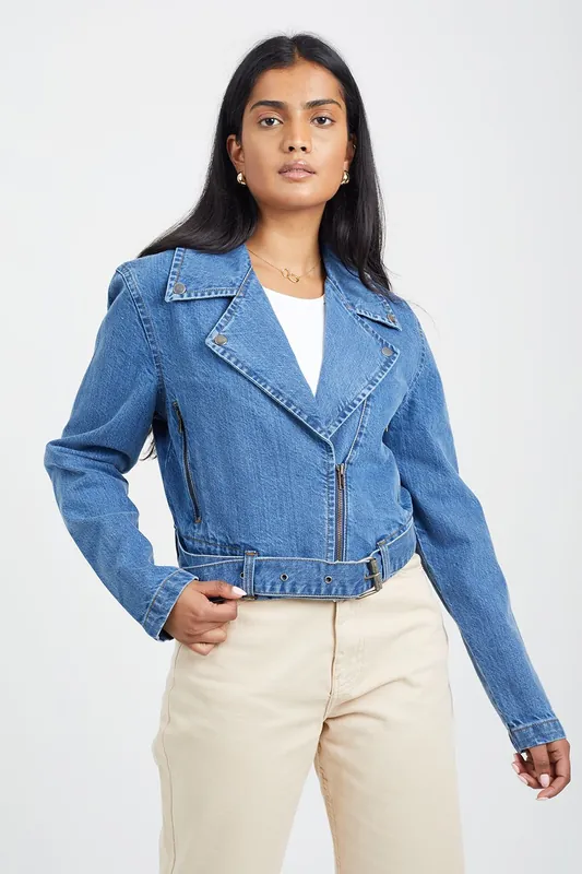 Denim Biker Jacket - Brave Soul