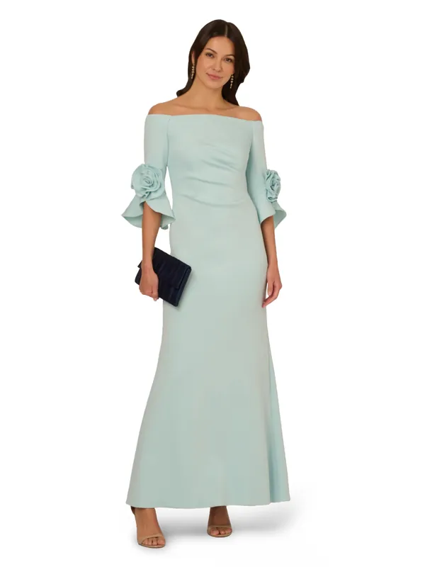 Rosette Scuba Crepe Gown - Adrianna Papell