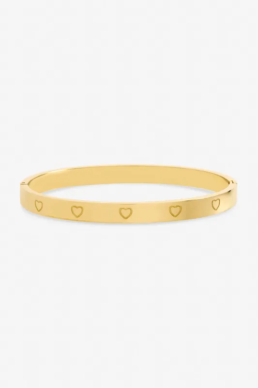 Gold Plated Waterproof Heart Bangle - Jon Richard