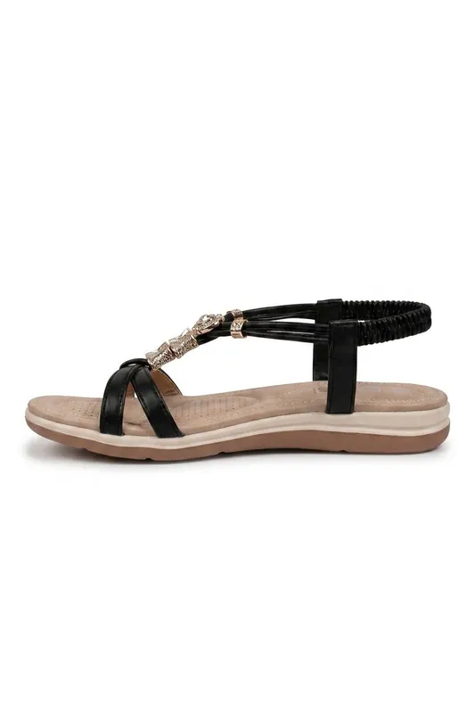 Saoirse Embellished Strappy Flat Sandals - IKRUSH