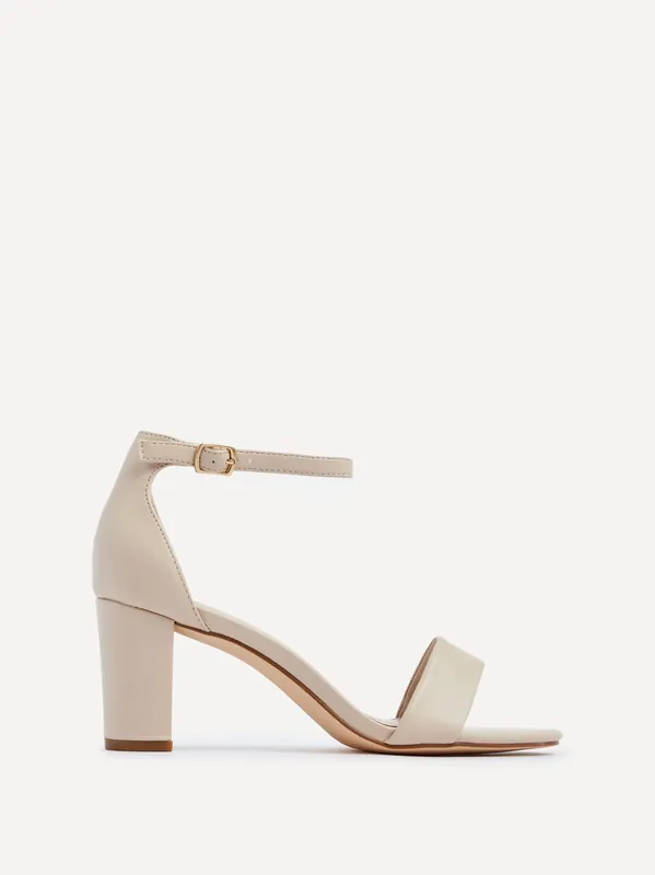 Frankie Nude Faux Leather Barely There Closed Back Block Heeled Sandal - Linzi
