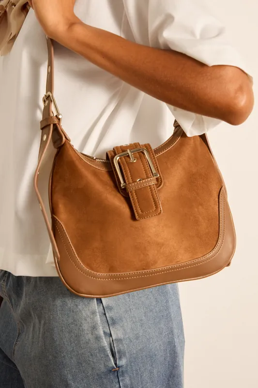 Suedette Adjustable Shoulder Bag - Blue Vanilla