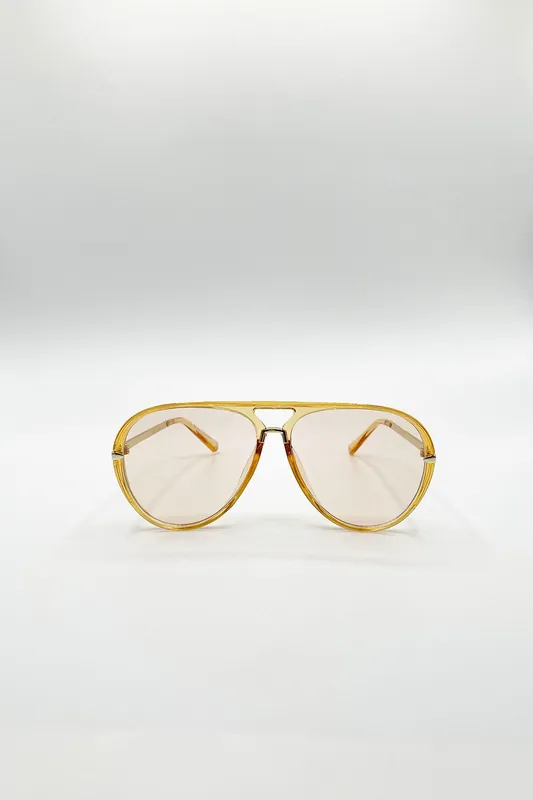 Bold Aviator Metal Arm Sunglasses In Champagne In Champagne - SVNX