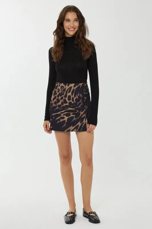 Leopard Print Mini Skirt - Hiccup