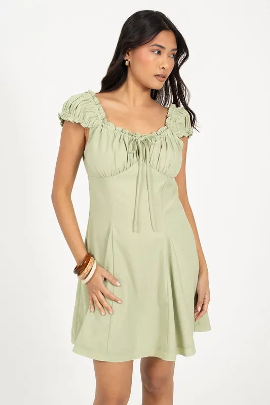 Woven Cap Sleeve Panelled Mini Dress - Brave Soul