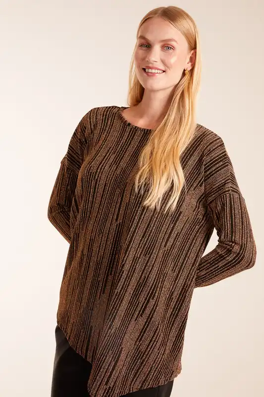Asymmetric Batwing Metallic Top - Blue Vanilla