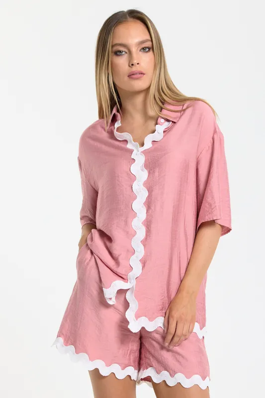 Pink Ric Rac Trim Co-Ord Set