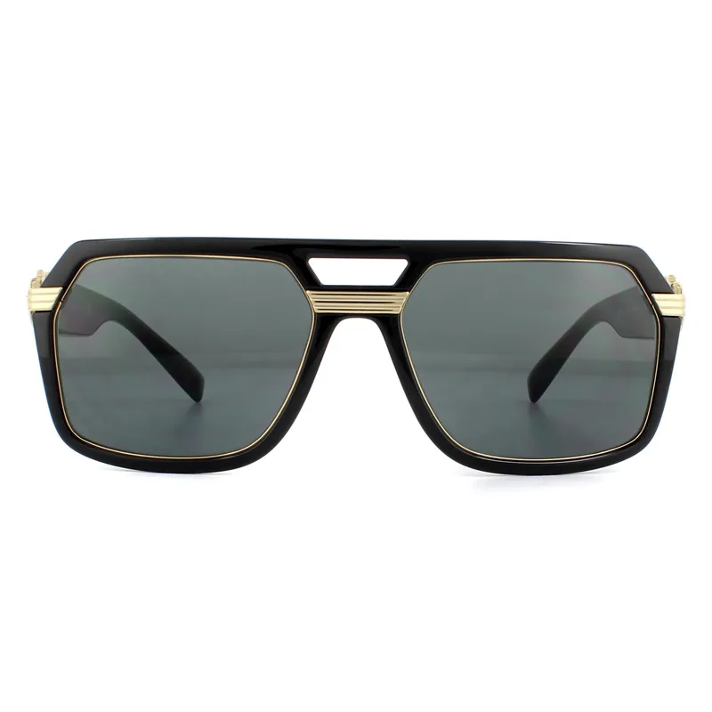 Square Black Dark Grey Sunglasses - Versace