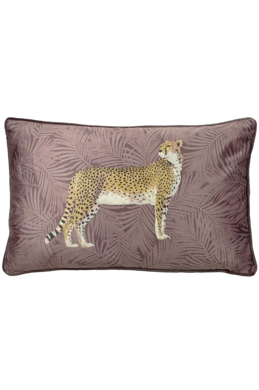 Cheetah Forest Printed Velvet Piped Cushion - Paoletti