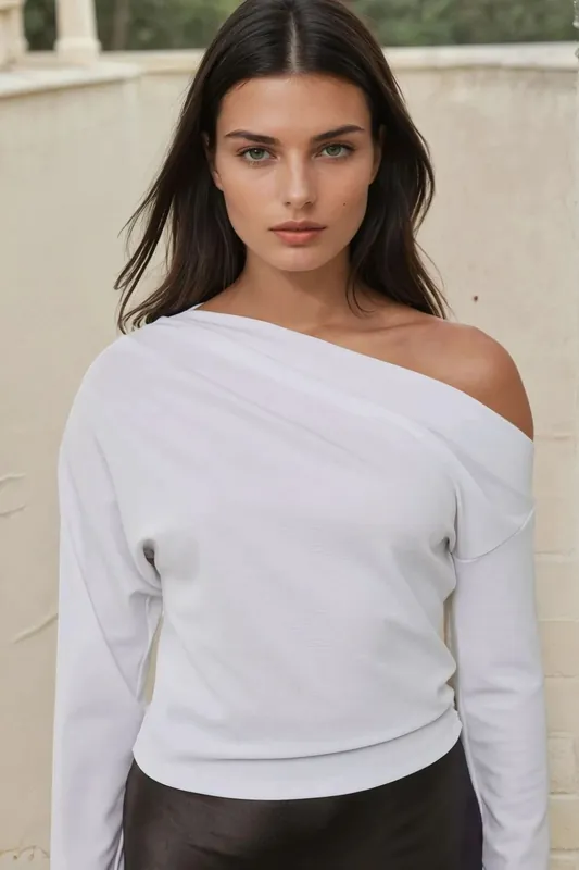 Asymmetrical Neck Draped Blouse - Hiccup