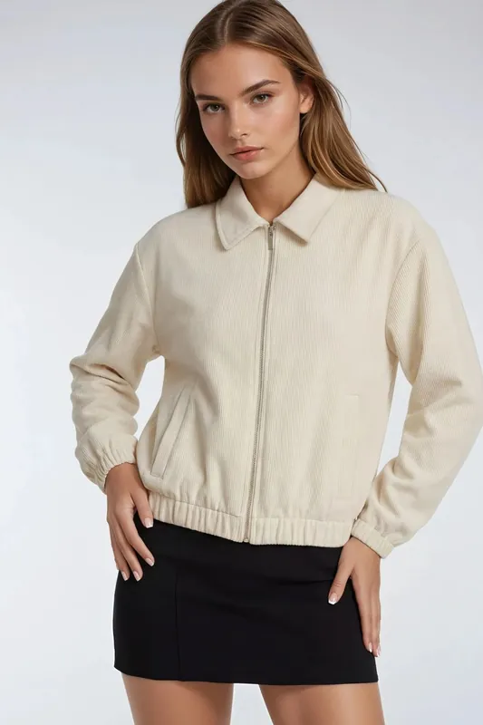 Relaxed Fit Zipper Jacket with Pockets - MixRay
