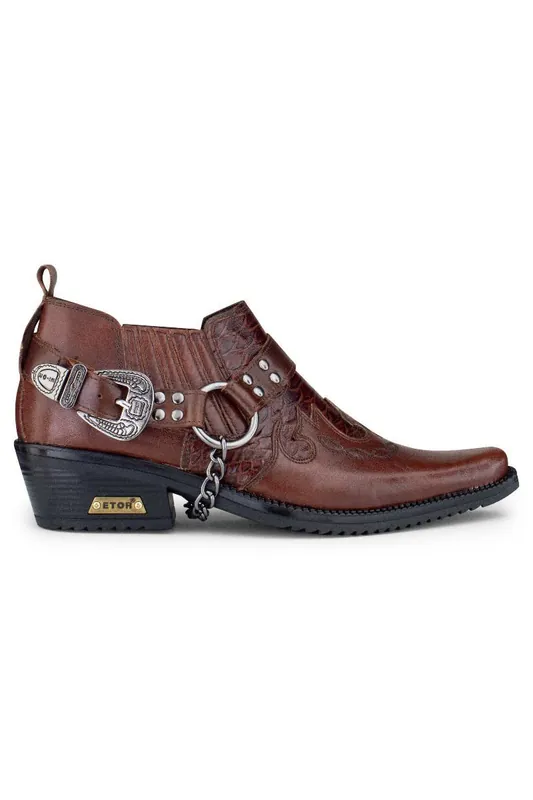 Leather Winklepicker Cowboy Cuban Biker Shoes - Infinity Leather