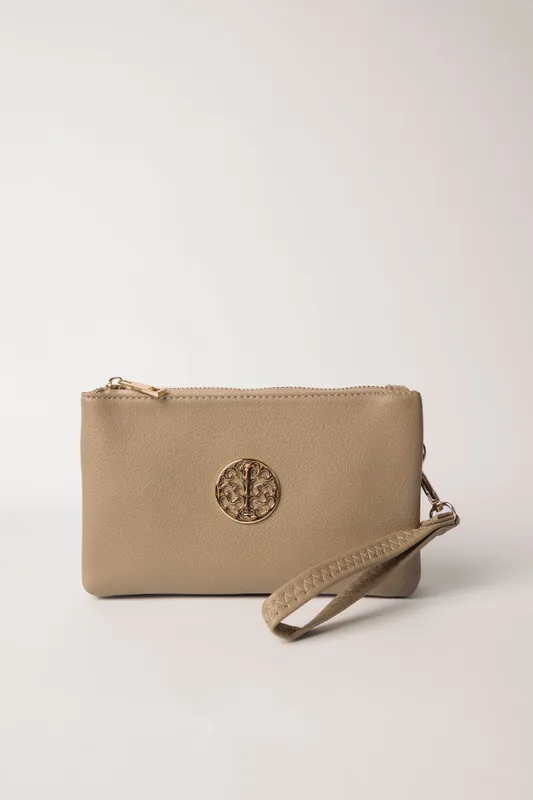 Detailed Zip Up Purse With Detachable Strap - Blue Vanilla