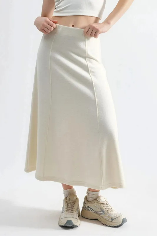 Soft Textured A-Line Midi Skirt