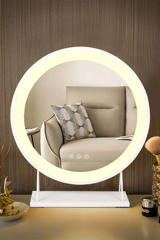 Hollywood Makeup Mirror 3 Color Modes with LED Lights Desktop Round Vanity Mirror - Living and Home