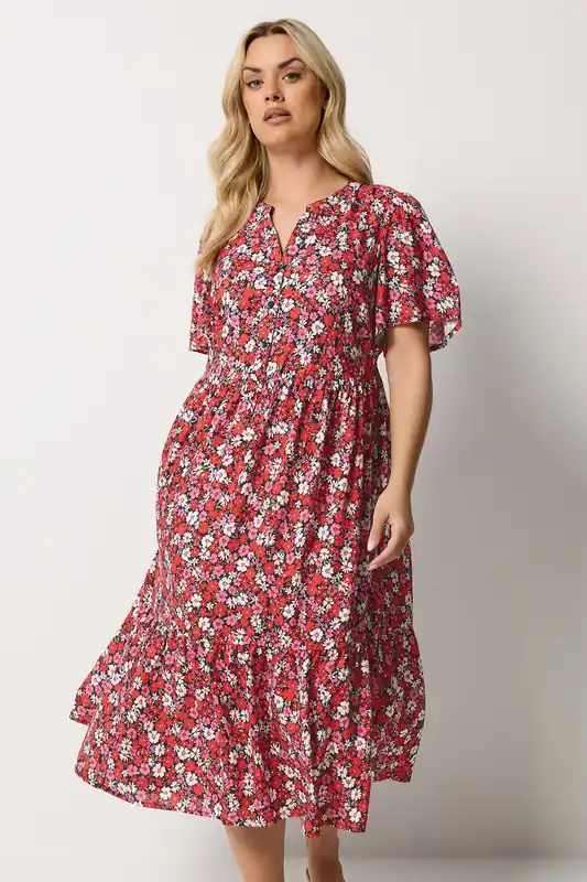 Floral Placket Dress - Yours