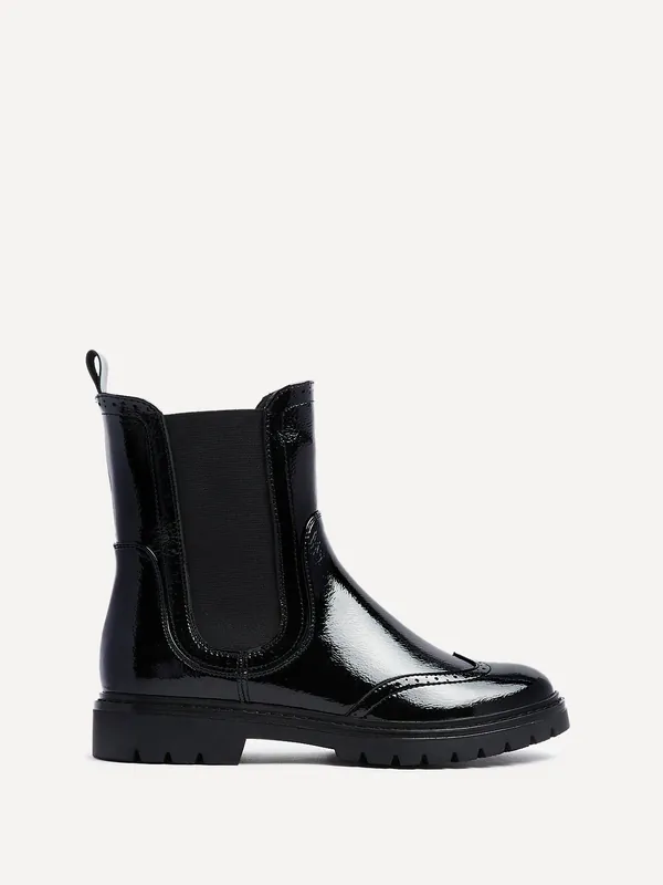 Esme Black Patent Chelsea Ankle Boot - Linzi