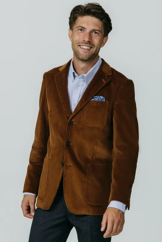 Mid Brown Corduroy Casual Jacket - Dobell