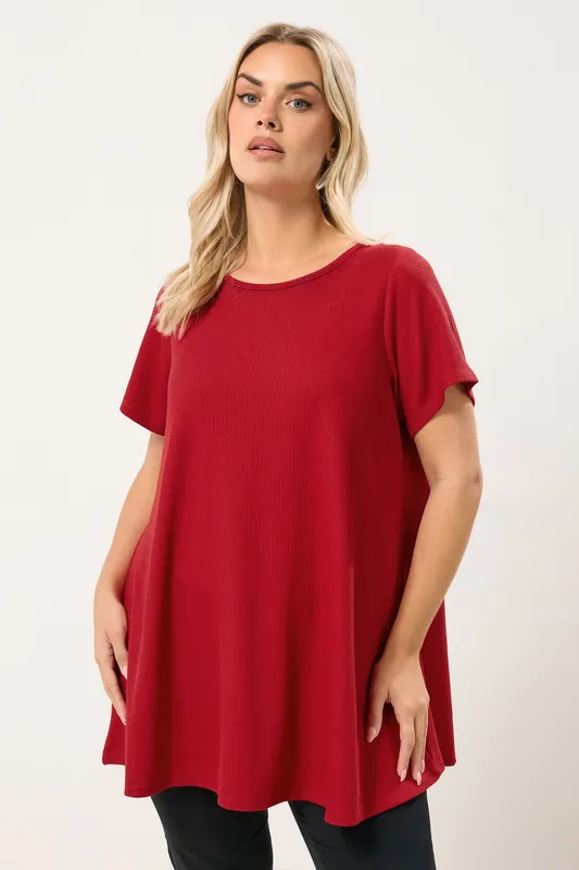 Ribbed Short Sleeve Swing Top - Yours