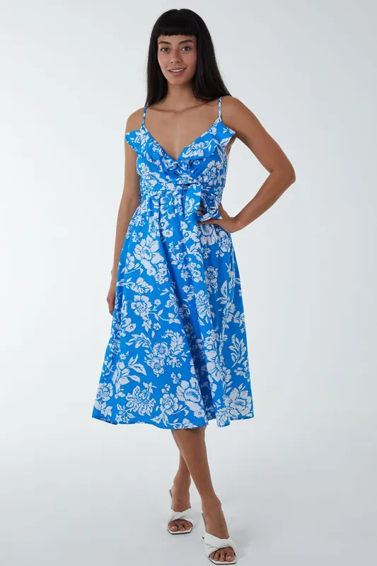Ruffle Wrap Cami Dress - Blue Vanilla