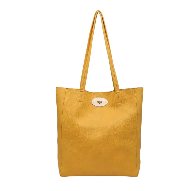 Slouch Roomy PU Leather Tote Handbag - Kitise