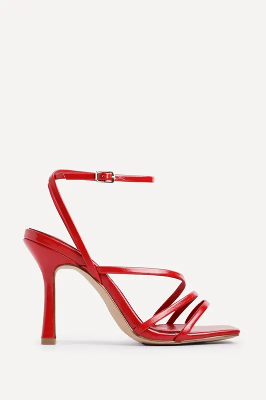 Scarlett Red Faux Leather Strappy Heels - Linzi