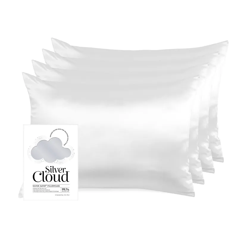 Silver Cloud Silver Ion Infused Satin Pillowcase Silver - 4 Pack