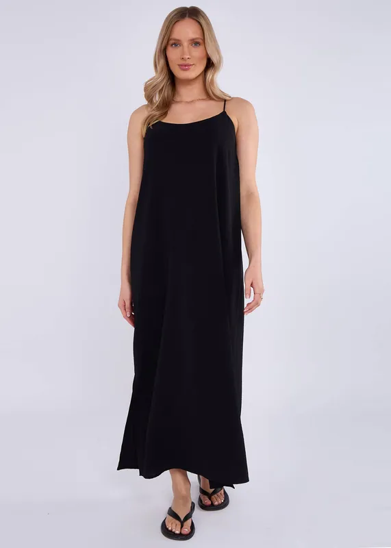 Black Strappy Cross Back Airflow Oversized dress - Gini London