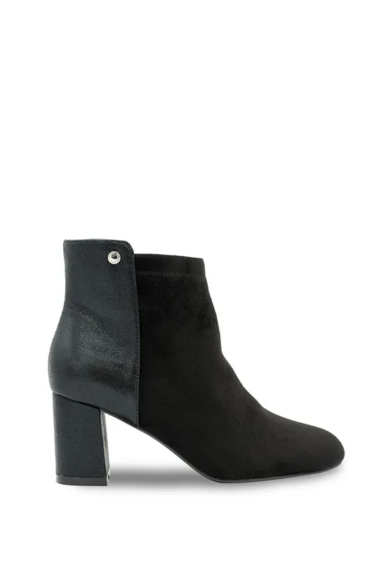 Alathea' Micro Suede Mid Block Heel Ankle Boot - Paradox London