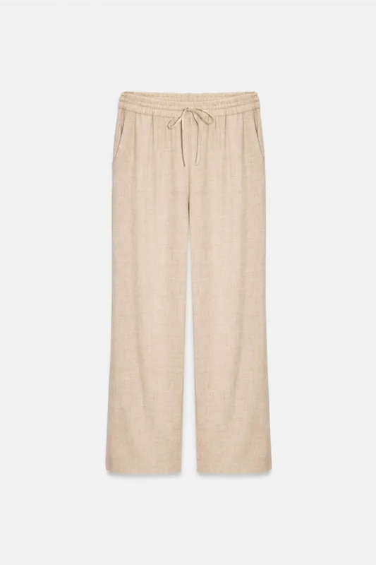 Women’s Wide-Leg Woven Trousers With Drawstring Waist