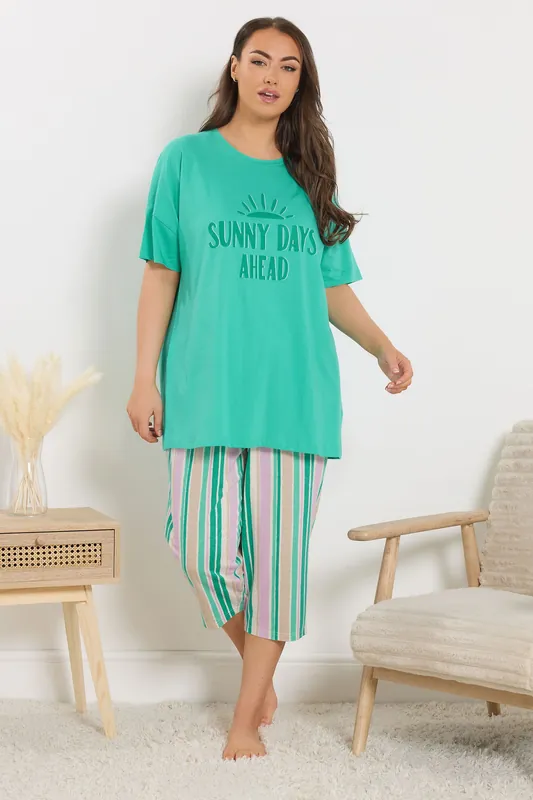 Stripe Cropped Pyjama Set - Yours