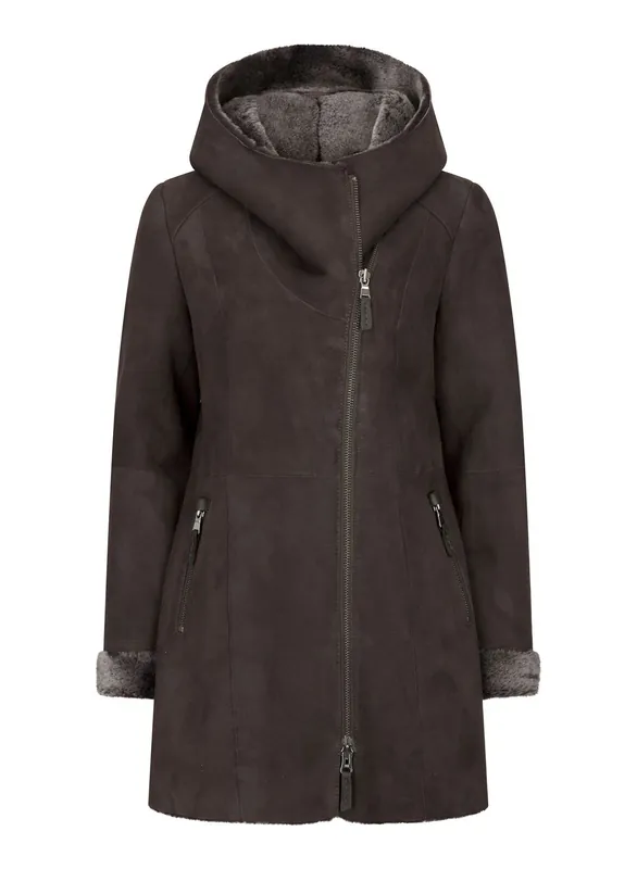 Sheepskin Toscana Suede Hood Coat - TruClothing