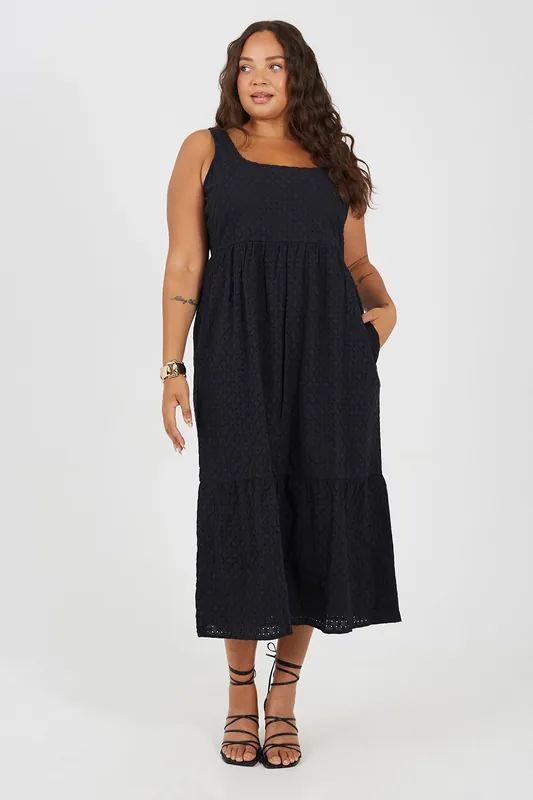 Curve Broiderie Strappy Maxi Dress - Brave Soul