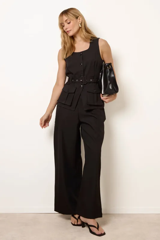 Black Tailored Pocket Two-Piece Co-Ord Set